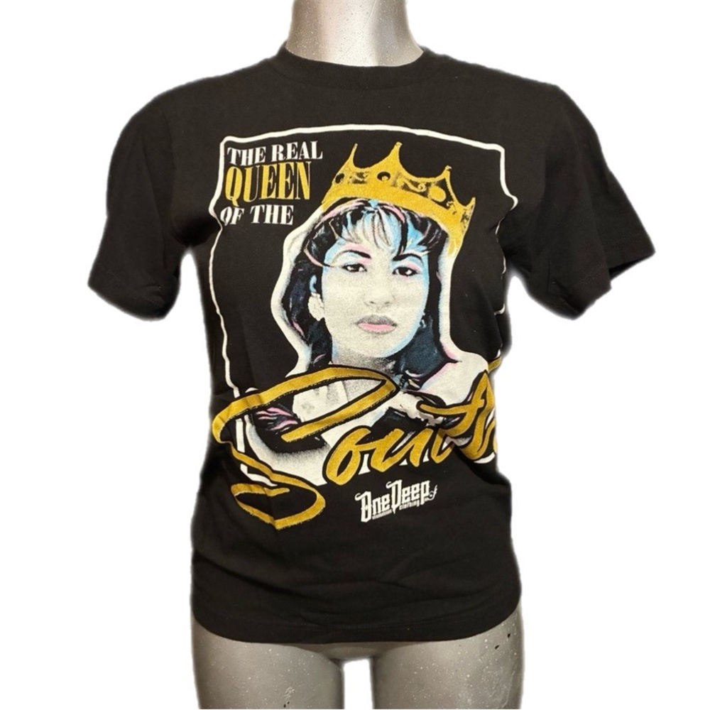 Selena Quintanilla Real Queen Of The South Black T-Shirt 100% Cotton Tejano Sz S